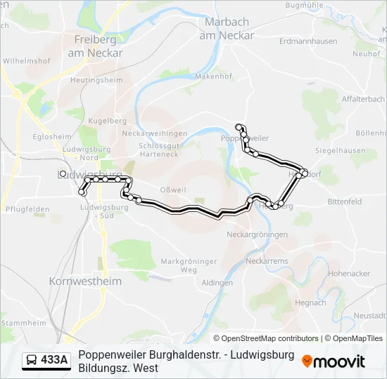433A Bus Line Map