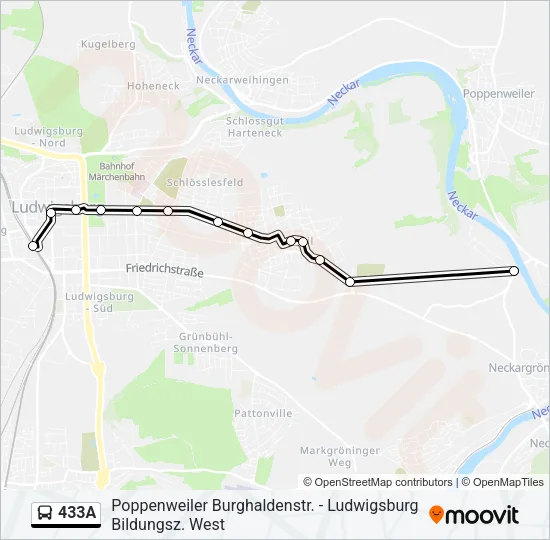 433A Bus Line Map