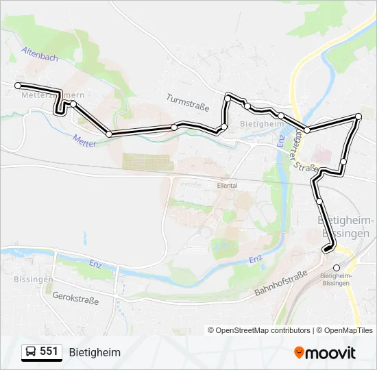 551 Bus Line Map