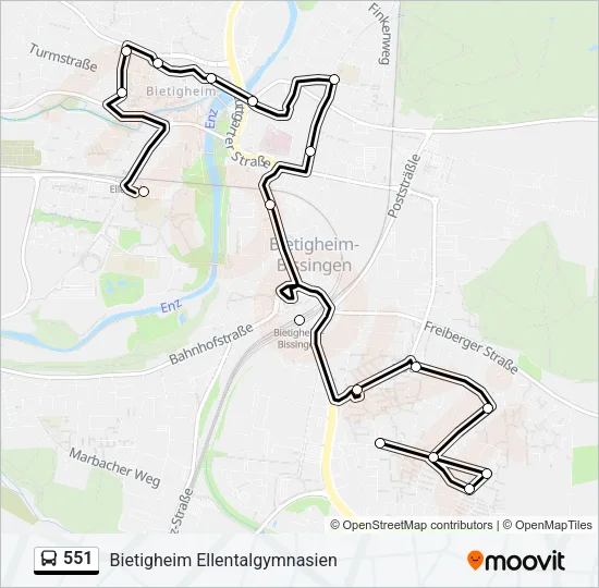551 Bus Line Map