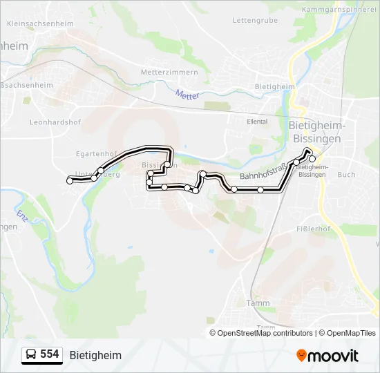 554 Bus Line Map