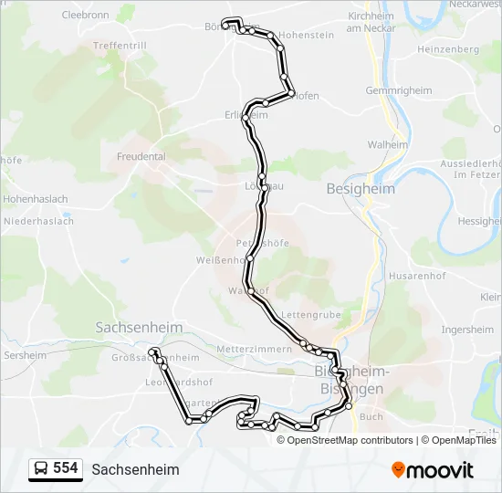554 Bus Line Map