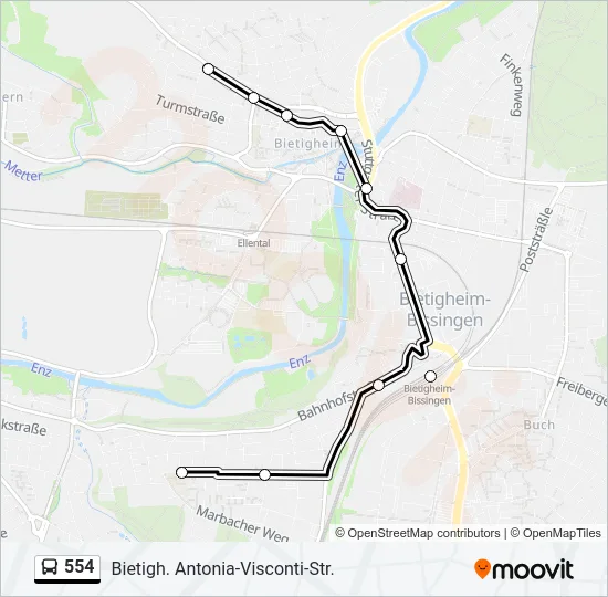 554 Bus Line Map