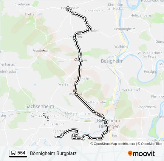 554 Bus Line Map