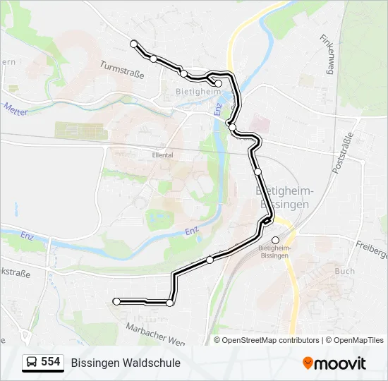 554 Bus Line Map