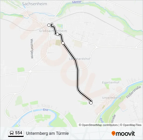 554 Bus Line Map
