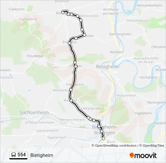 554 Bus Line Map
