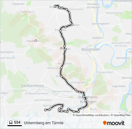 554 Bus Line Map