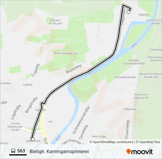 563 Bus Line Map