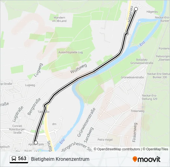 563 Bus Line Map