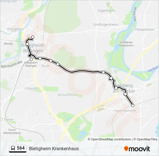 564 Bus Line Map