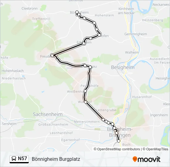 N57 Bus Line Map