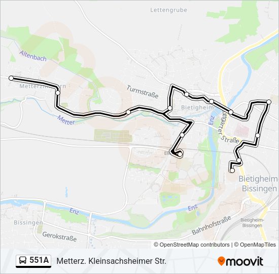 Автобус 551A: карта маршрута