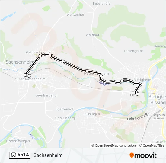 551A Bus Line Map