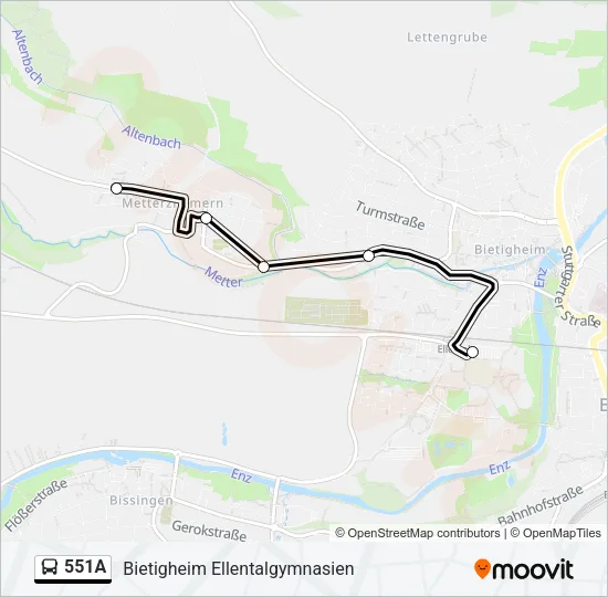 551A Bus Line Map