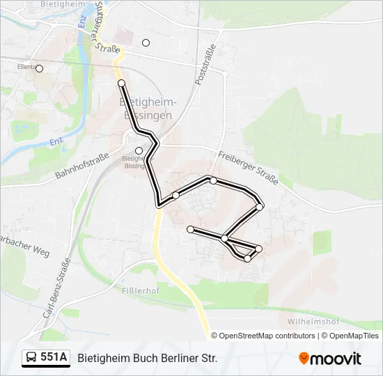 551A Bus Line Map
