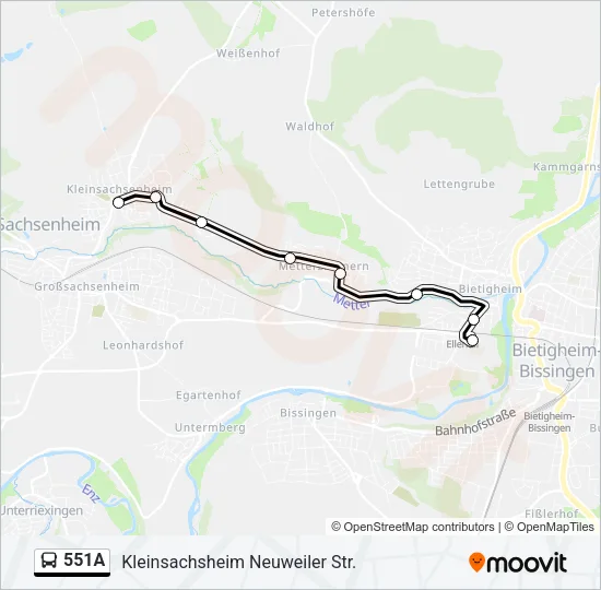 551A Bus Line Map