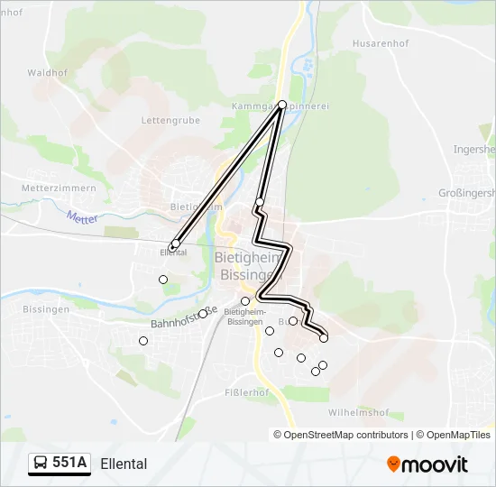 551A Bus Line Map