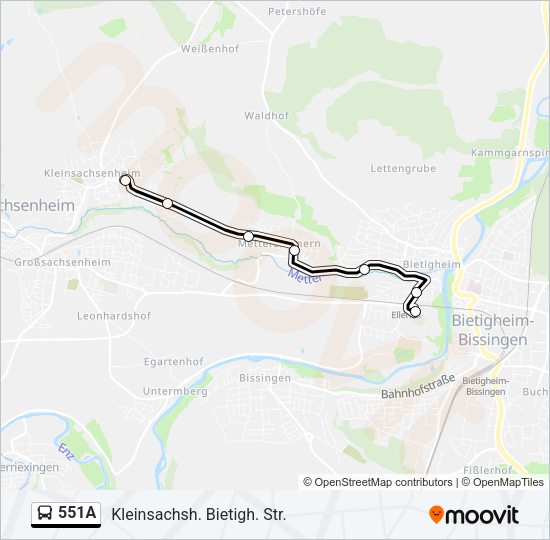Автобус 551A: карта маршрута