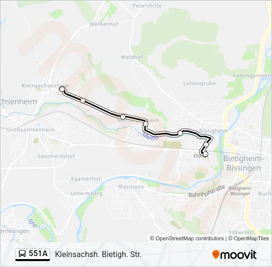 551A Bus Line Map