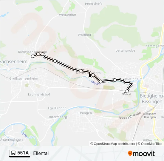 551A Bus Line Map
