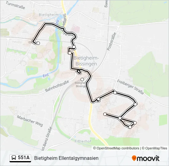 551A Bus Line Map