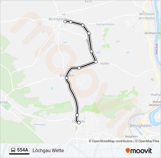 Автобус 554A: карта маршрута
