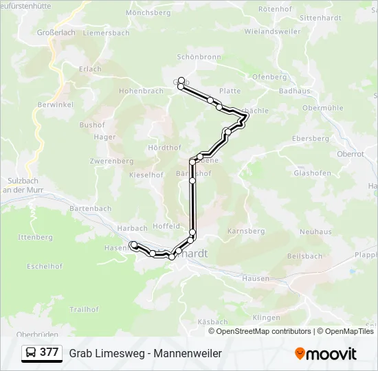 377 Bus Line Map