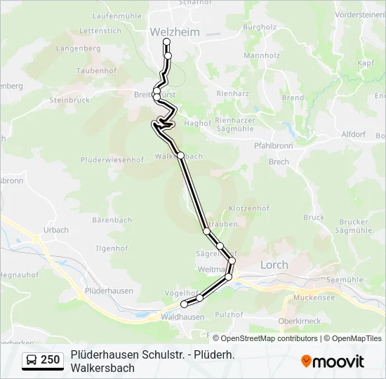 250 Bus Line Map