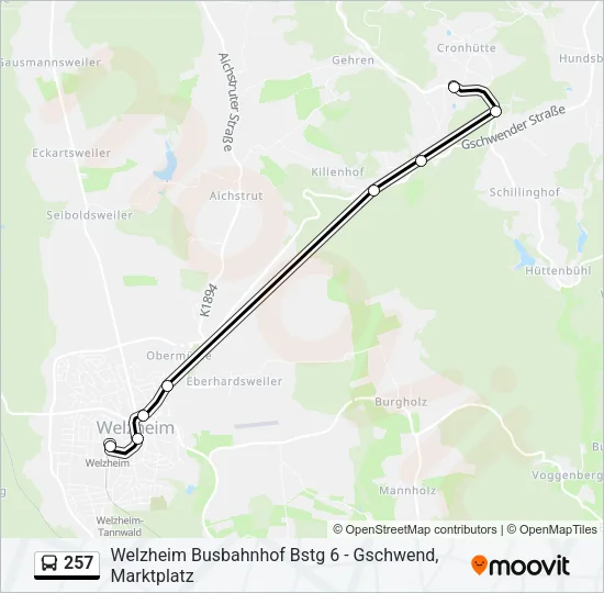 257 Bus Line Map