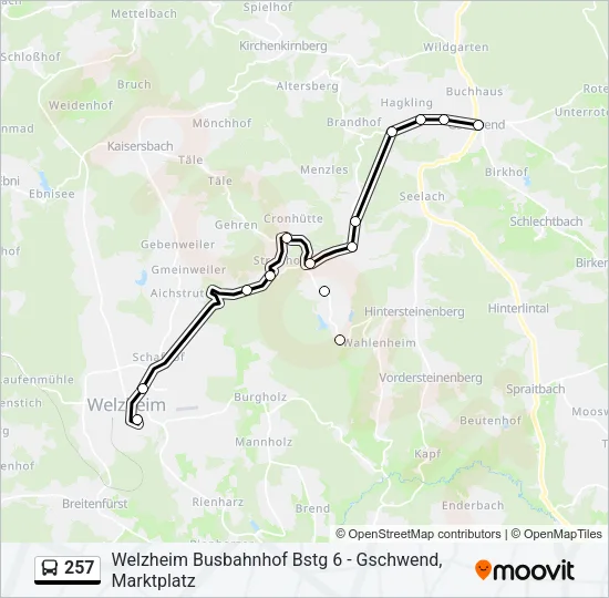 257 Bus Line Map