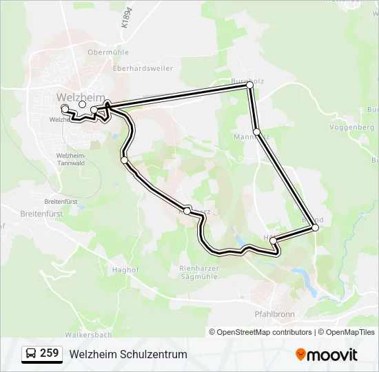 259 Bus Line Map