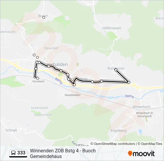 333 Bus Line Map