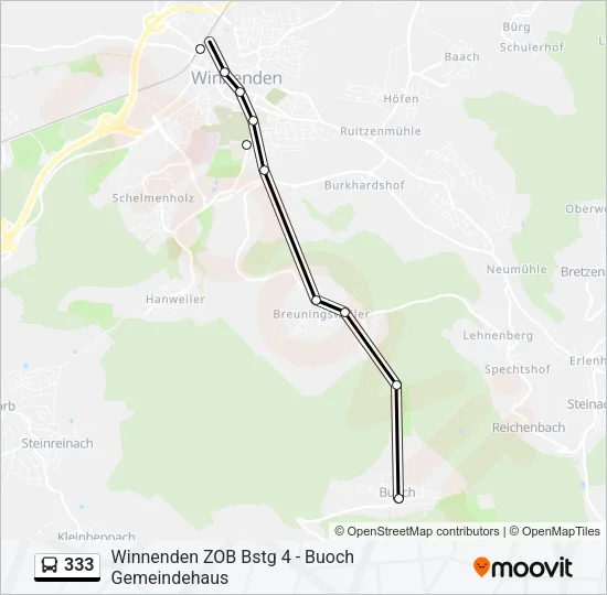 333 Bus Line Map