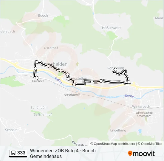 333 Bus Line Map