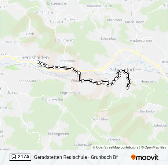 217A Bus Line Map