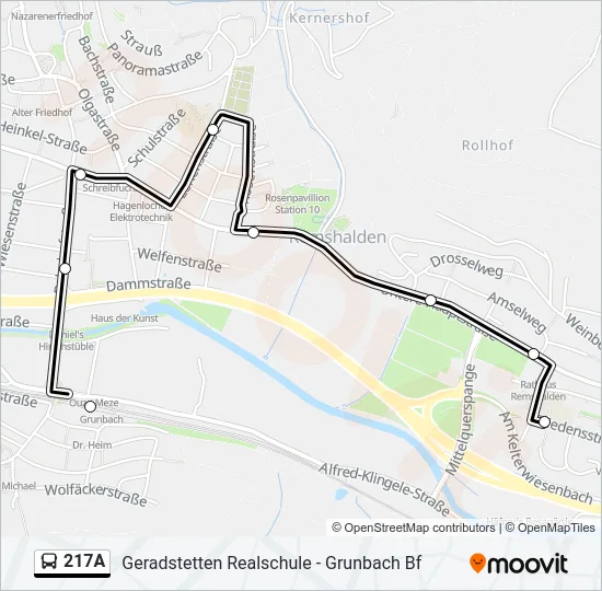 217A Bus Line Map