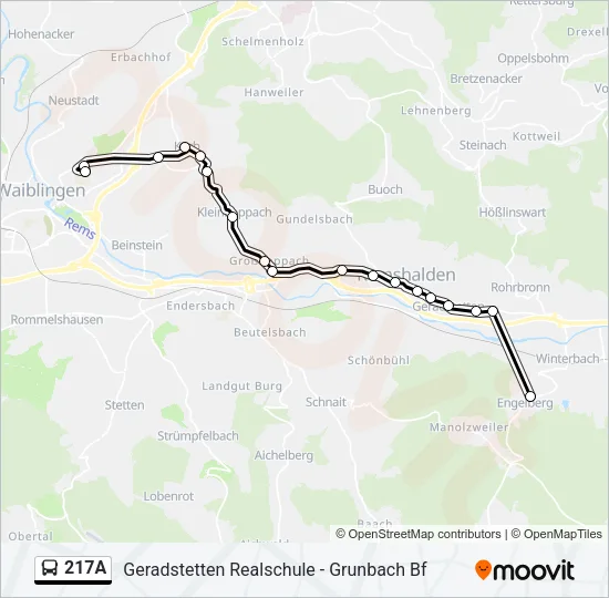 217A Bus Line Map