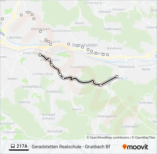 217A Bus Line Map