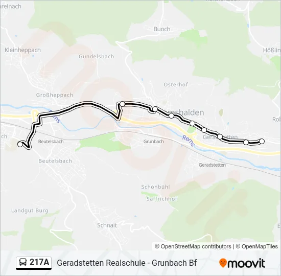 217A Bus Line Map