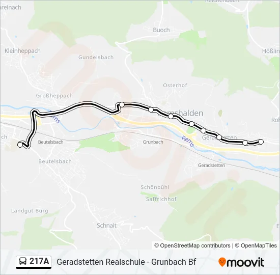217A Bus Line Map