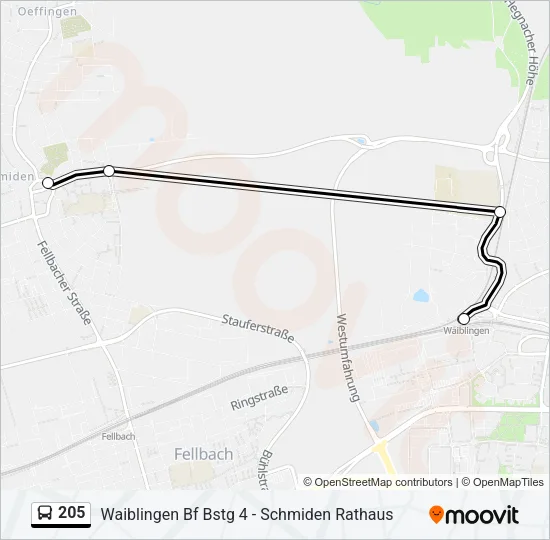 205 Bus Line Map