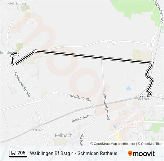 205 Bus Line Map
