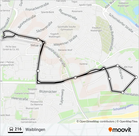 216 Bus Line Map