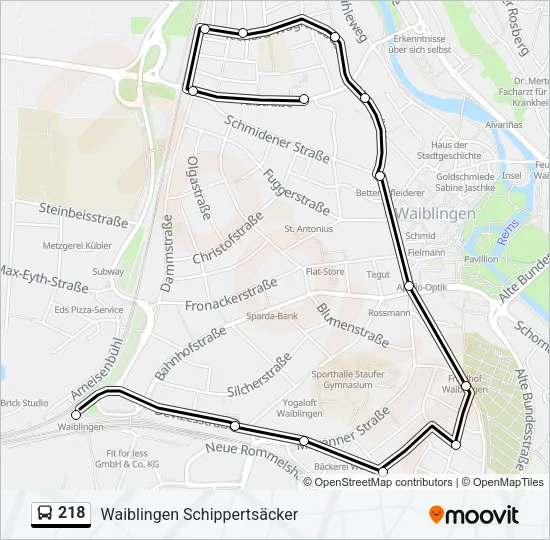 218 Bus Line Map