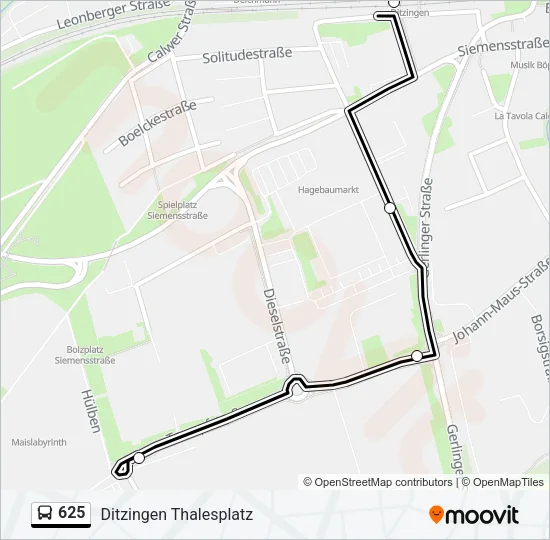 625 Bus Line Map
