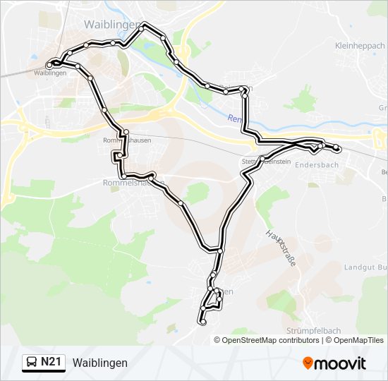 Автобус N21: карта маршрута