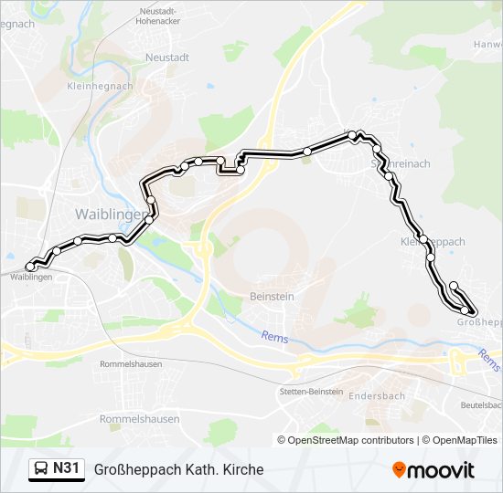 Автобус N31: карта маршрута