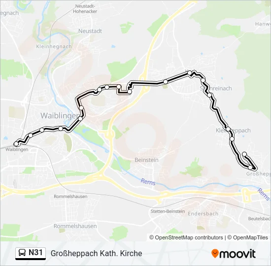 N31 Bus Line Map