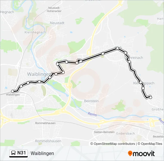 N31 Bus Line Map